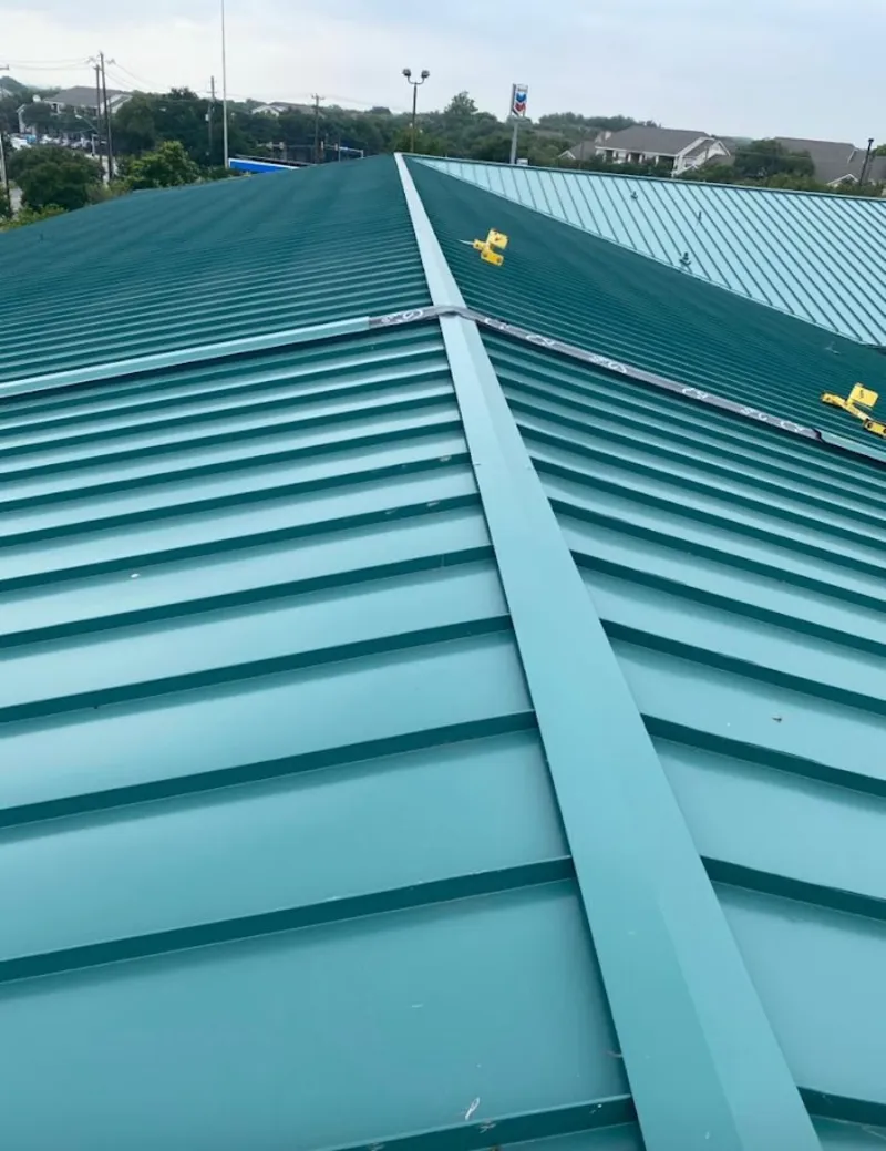 Green commercial metal roof ridge and valley for Metal Roof Repair in Matawan
